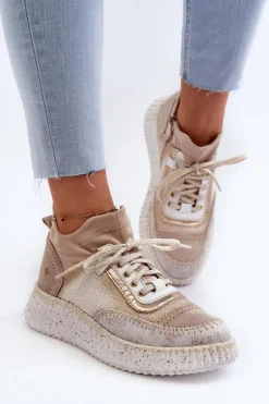 Zamszowe Półbuty Damskie Maciejka 06405-04 Beżowe