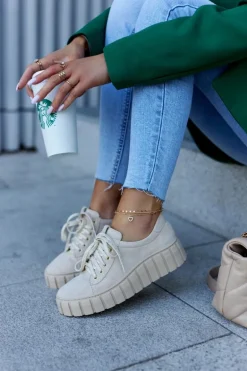 Zamszowe Półbuty Lewski Shoes 3163 Jasnobeżowe