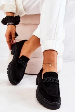 Zamszowe Półbuty Loafery La.Fi Czarne Sapphira