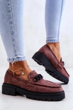 Zamszowe Półbuty Loafery La.Fi Brązowe Sapphira