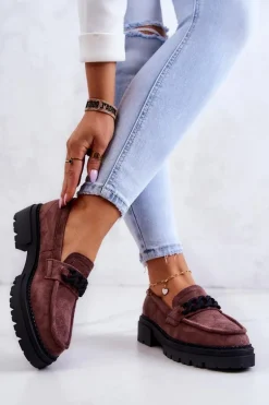 Zamszowe Półbuty Loafery La.Fi Brązowe Sapphira