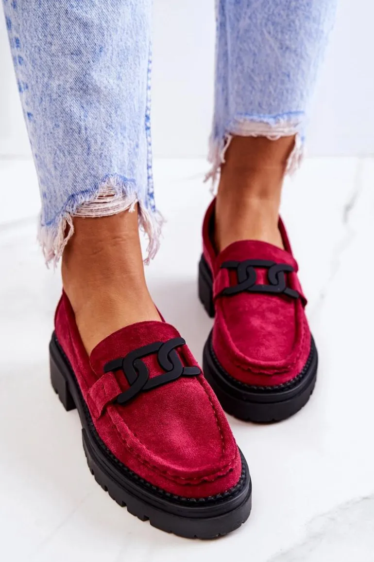 Zamszowe Półbuty Loafery Z Ozdobą La.Fi 210031FU-SU Fuksja