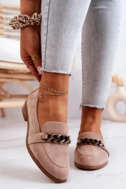 Zamszowe Półbuty Mokasyny Beżowe Yasmin