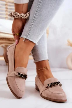 Zamszowe Półbuty Mokasyny Beżowe Yasmin