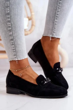 Zamszowe Półbuty Mokasyny Czarne Yasmin