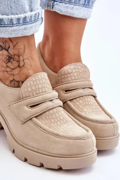 Zamszowe Półbuty Na Słupku I Platformie Jasnobeżowe Lemar Arabell