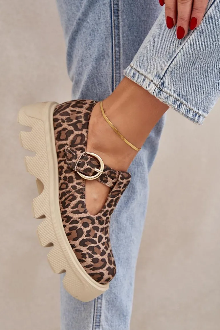 Zamszowe Półbuty Z Klamrą W Panterkę Zazoo 20183 Brązowe