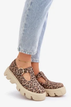 Zamszowe Półbuty Z Klamrą W Panterkę Zazoo 20183 Brązowe