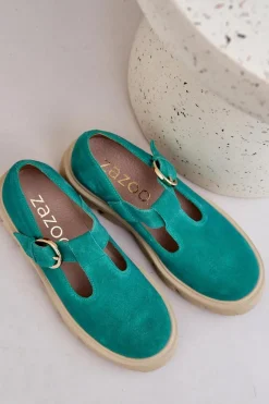 Zamszowe Półbuty Z Klamrą Zazoo 20183 Zielone