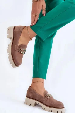 Zamszowe Półbuty Z Ozdobą Laura Messi 2489 Brązowe