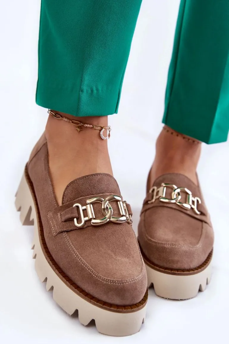 Zamszowe Półbuty Z Ozdobą Laura Messi 2489 Brązowe