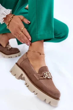 Zamszowe Półbuty Z Ozdobą Laura Messi 2489 Brązowe