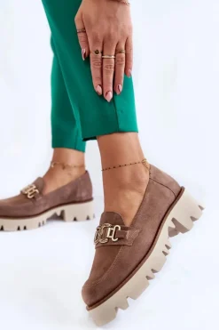 Zamszowe Półbuty Z Ozdobą Laura Messi 2489 Brązowe