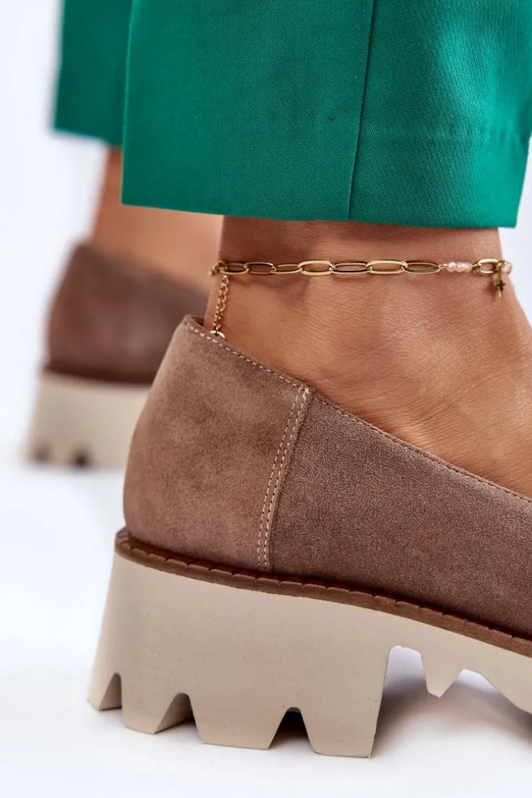 Zamszowe Półbuty Z Ozdobą Laura Messi 2489 Brązowe