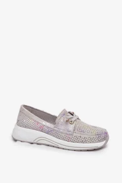 Zamszowe Półbuty Ze Skóry Naturalnej Na Platformie Artiker 56C2104 Szare