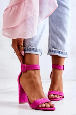 Zamszowe Sandałki Na Obcasie Fuksja Jacqueline