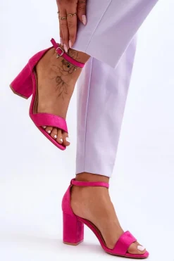 Zamszowe Sandałki Na Obcasie Fuksja Madame