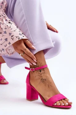 Zamszowe Sandałki Na Obcasie Fuksja Madame