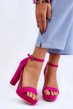 Zamszowe Sandałki Na Słupku Fuksja Spectacular