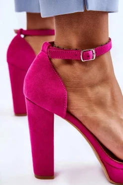 Zamszowe Sandałki Na Słupku Fuksja Spectacular