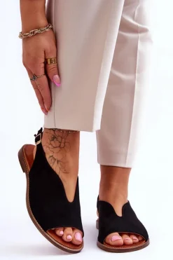 Zamszowe Sandały Damskie Lewski Shoes 3220/X Beżowe