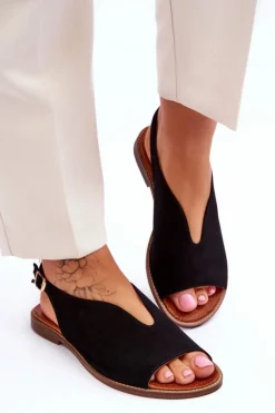 Zamszowe Sandały Damskie Lewski Shoes 3220/X Beżowe