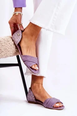 Zamszowe Sandały Maciejka 03615-05 Fioletowe