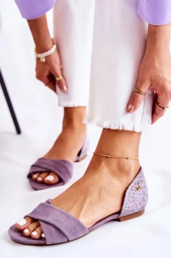 Zamszowe Sandały Maciejka 03615-05 Fioletowe