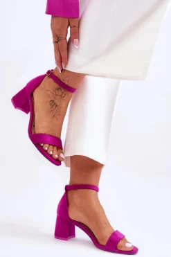 Zamszowe Sandały Na Niskim Obcasie Fioletowe Quincy