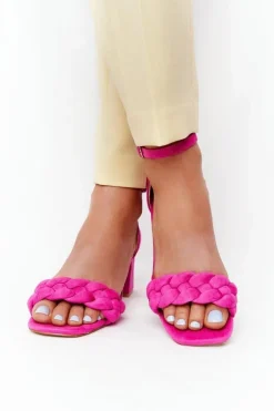 Zamszowe Sandały Na Obcasie Fuksja Long Island