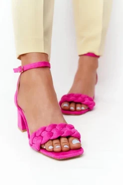 Zamszowe Sandały Na Obcasie Fuksja Long Island