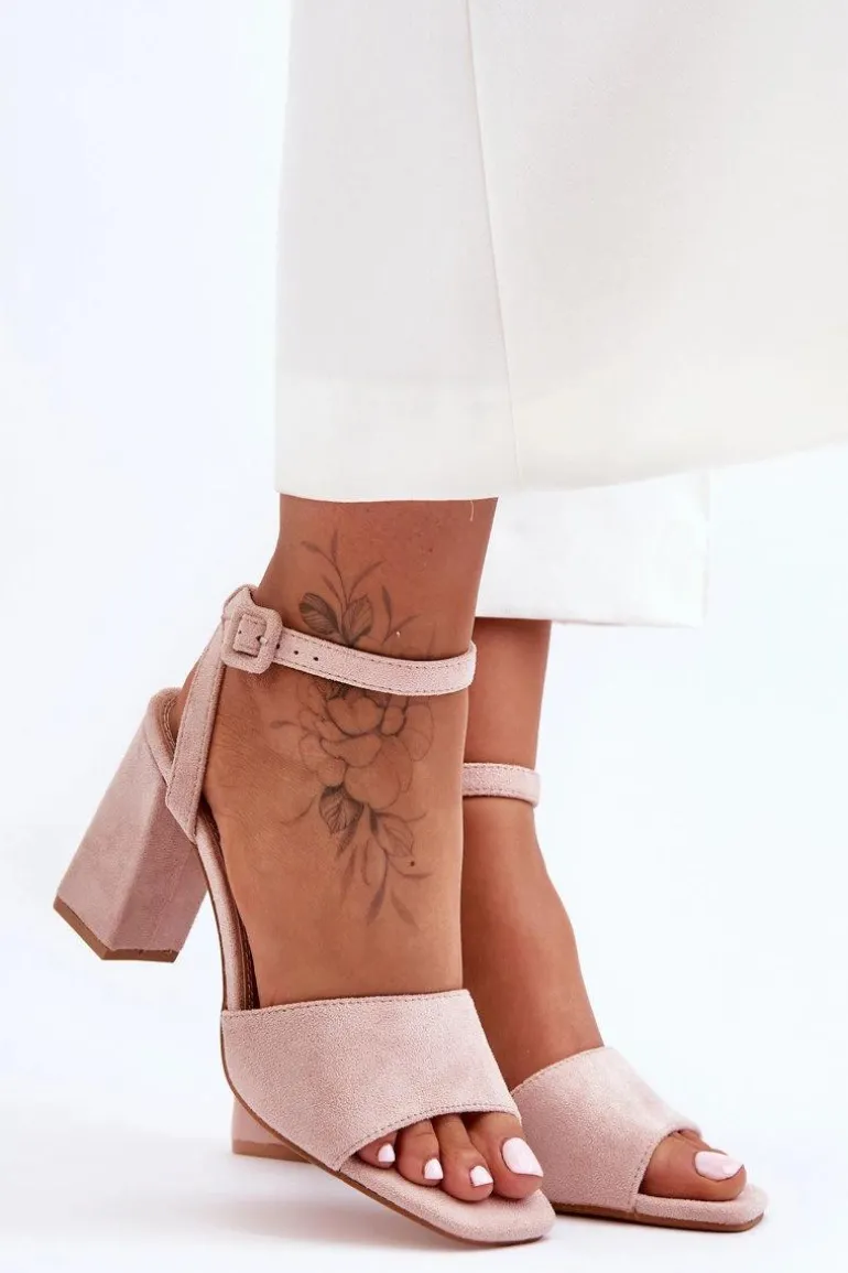 Zamszowe Sandały Na Obcasie Nude Harriet