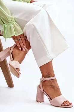 Zamszowe Sandały Na Obcasie Nude Harriet