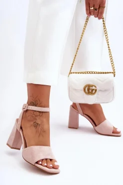 Zamszowe Sandały Na Obcasie Nude Harriet