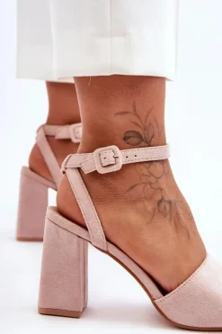 Zamszowe Sandały Na Obcasie Nude Harriet