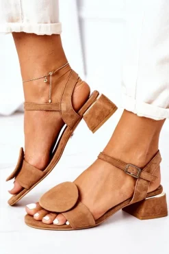 Zamszowe Sandały Na Obcasie Maciejka 5198A-29 Rude