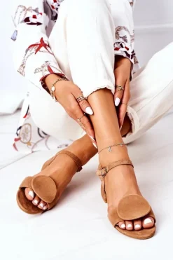 Zamszowe Sandały Na Obcasie Maciejka 5198A-29 Rude