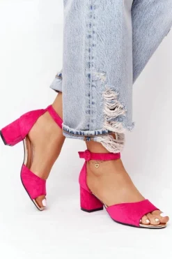 Zamszowe Sandały Na Obcasie Vinceza 23-20100 Fuksja