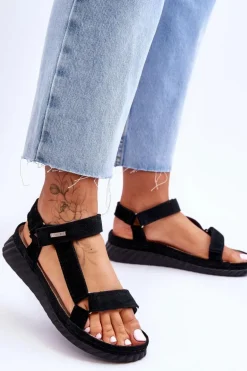 Zamszowe Sandały Na Rzep Big Star LL276011 Czarne