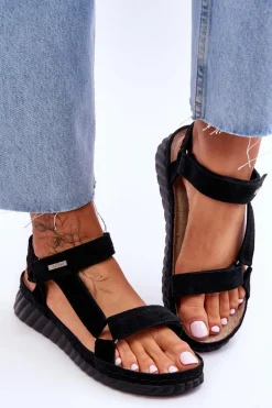 Zamszowe Sandały Na Rzep Big Star LL276011 Czarne