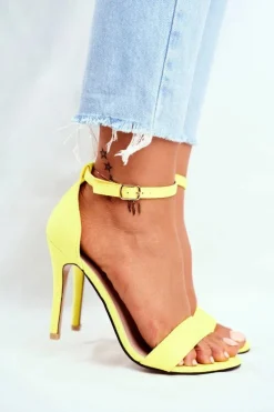 Zamszowe Sandały Na Szpilce Żółte Liberty