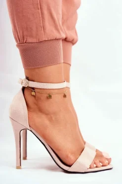 Zamszowe Sandały Na Szpilce Beżowe Liberty