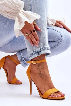 Zamszowe Sandały Na Szpilce Żółte Liberty