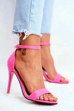 Zamszowe Sandały Na Szpilce Fuksja Liberty