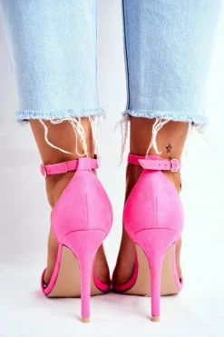 Zamszowe Sandały Na Szpilce Fuksja Liberty