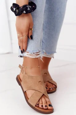 Zamszowe Sandały Sergio Leone SK060 Beżowe