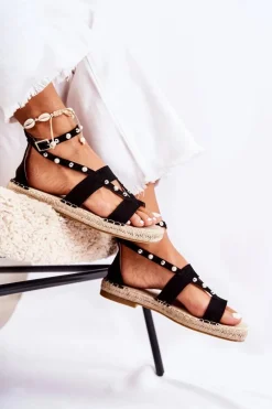 Zamszowe Sandały Z Ćwiekami Czarne Marey