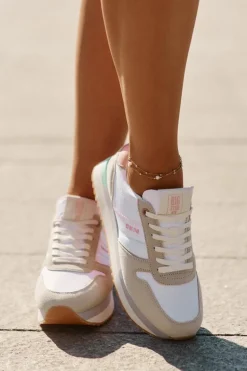Zamszowe Sneakersy Damskie Big Star RR274A047 HI-POLY SYSTEM Beżowo-Białe