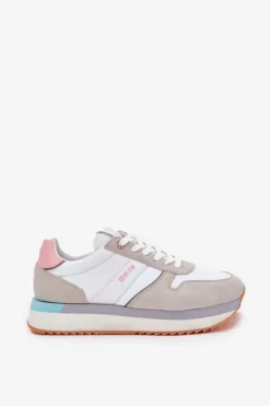 Zamszowe Sneakersy Damskie Big Star RR274A047 HI-POLY SYSTEM Beżowo-Białe