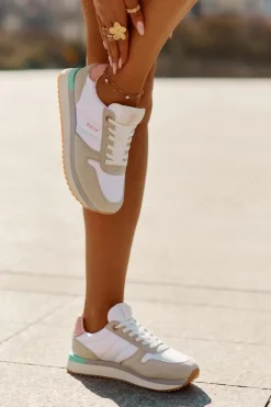 Zamszowe Sneakersy Damskie Big Star RR274A047 HI-POLY SYSTEM Beżowo-Białe